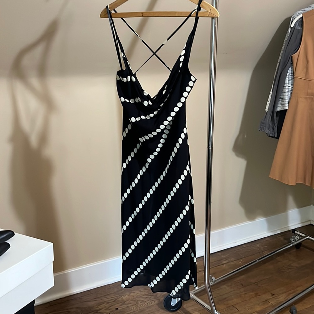 90s vintage Milly cowl neck polka dot slip dress